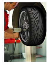 Wheel being fitted to car
