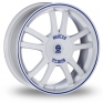 15 Inch Sparco Rally White Blue Alloy Wheels