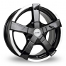 15 Inch Fox Racing FX1 Black Polished Alloy Wheels