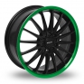17 Inch Team Dynamics Jet Black Green Alloy Wheels
