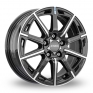 16 Inch Ronal R60-Blue Black Polished Alloy Wheels