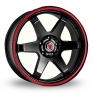 18 Inch Wolfrace Asia-Tec JDM Red Stripe Black Red Alloy Wheels