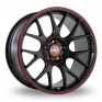 9x20 (Front) & 10x20 (Rear) BBS CH-R Nurburgring Black Red Alloy Wheels