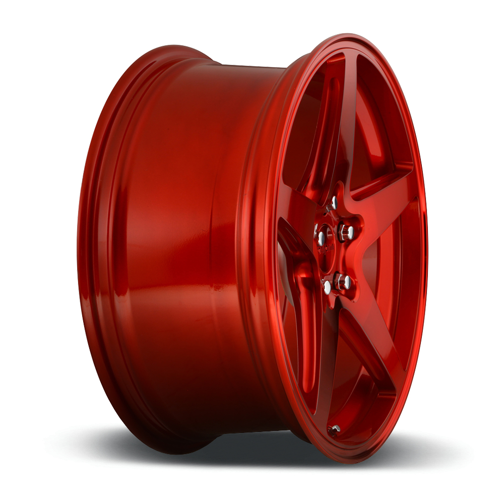 8.5x18 (Front) & 9.5x18 (Rear) Rotiform WGR Candy Red Alloy Wheels