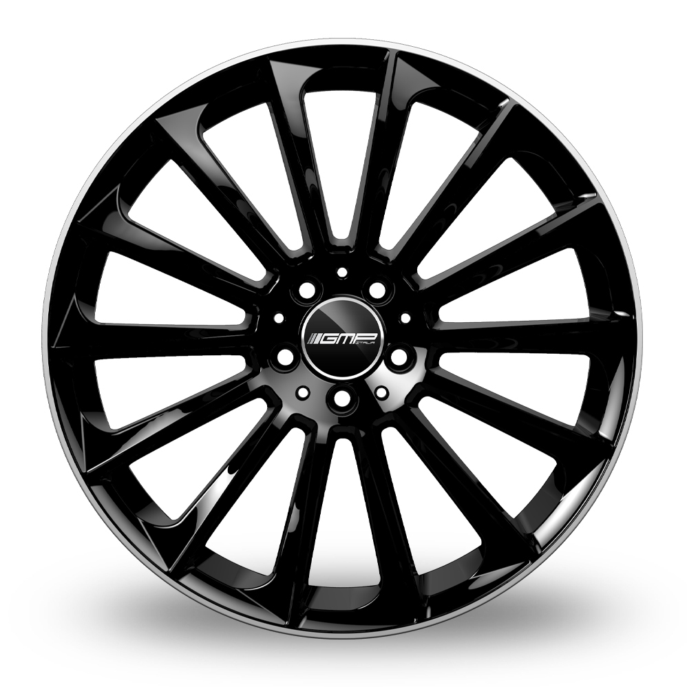 8.5x20 (Front) & 9.5x20 (Rear) GMP Italia Stellar Black Polished Lip Alloy Wheels