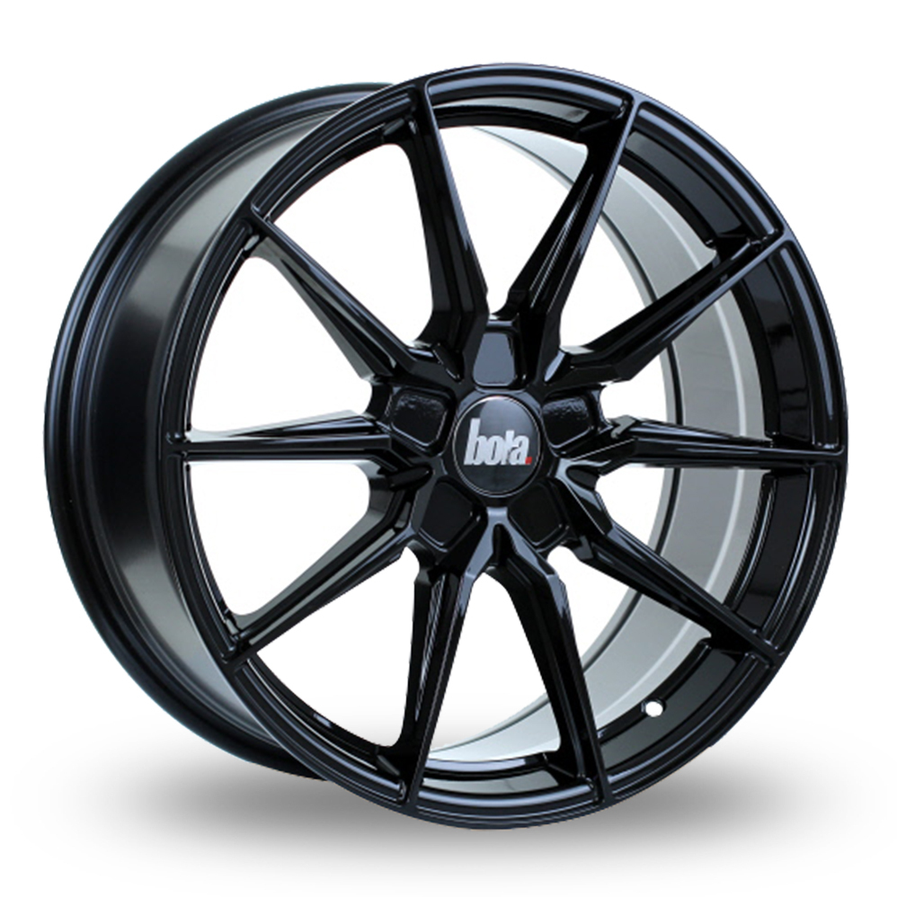 8.5x19 (Front) & 9.5x19 (Rear) Bola B16 Gloss Black Alloy Wheels
