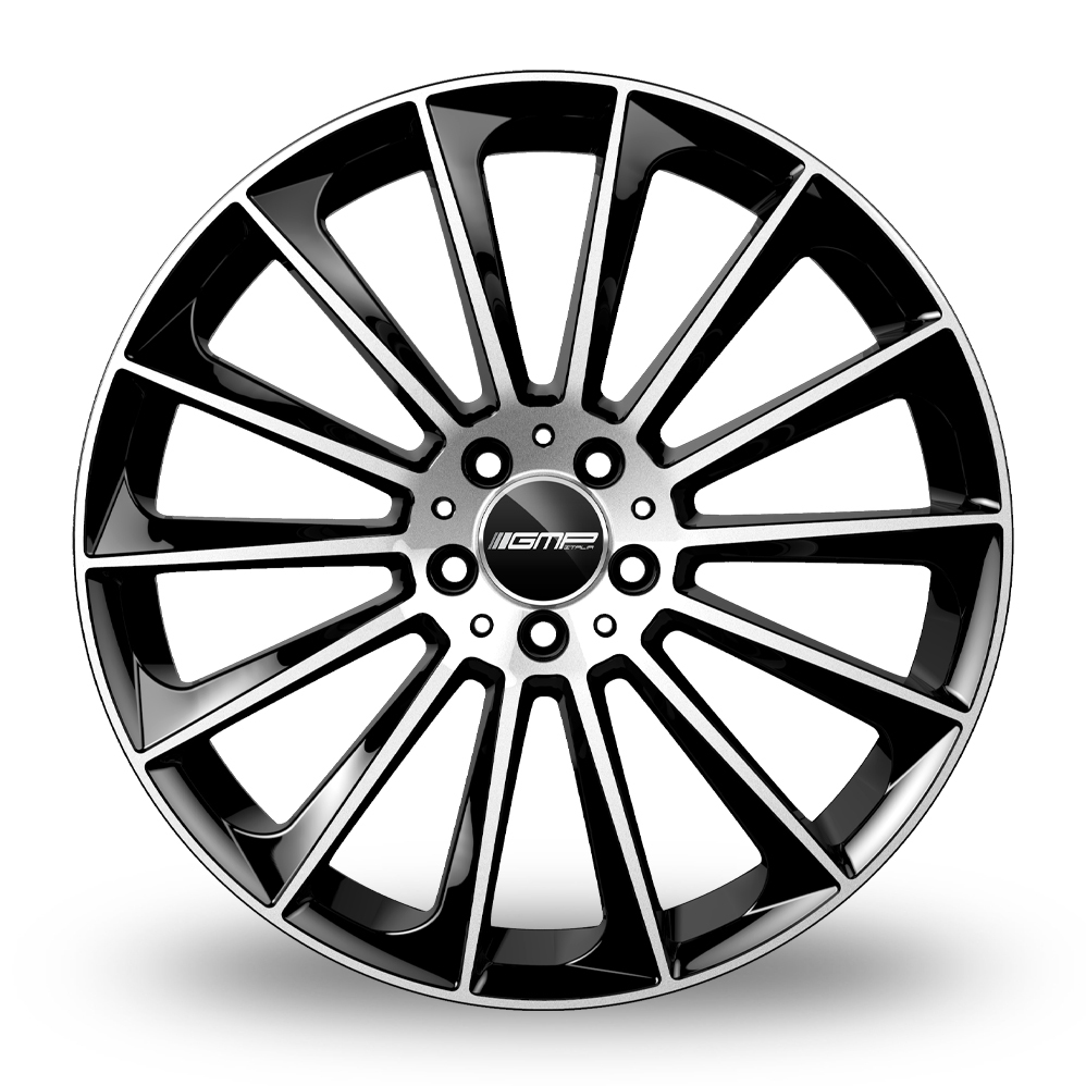8.5x20 (Front) & 9.5x20 (Rear) GMP Italia Stellar Black Polished Alloy Wheels