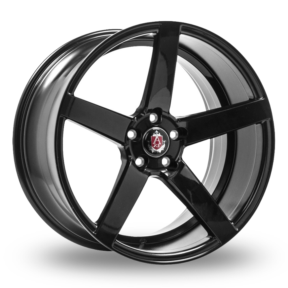 8.5x19 (Front) & 9.5x19 (Rear) Axe EX18 Gloss Black Alloy Wheels