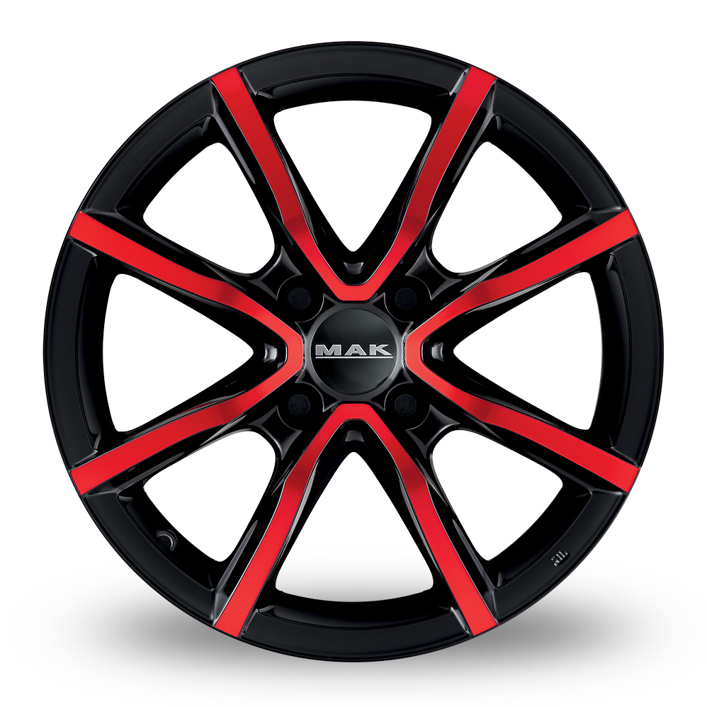 16 Inch MAK MIlano 4 Black Red Alloy Wheels