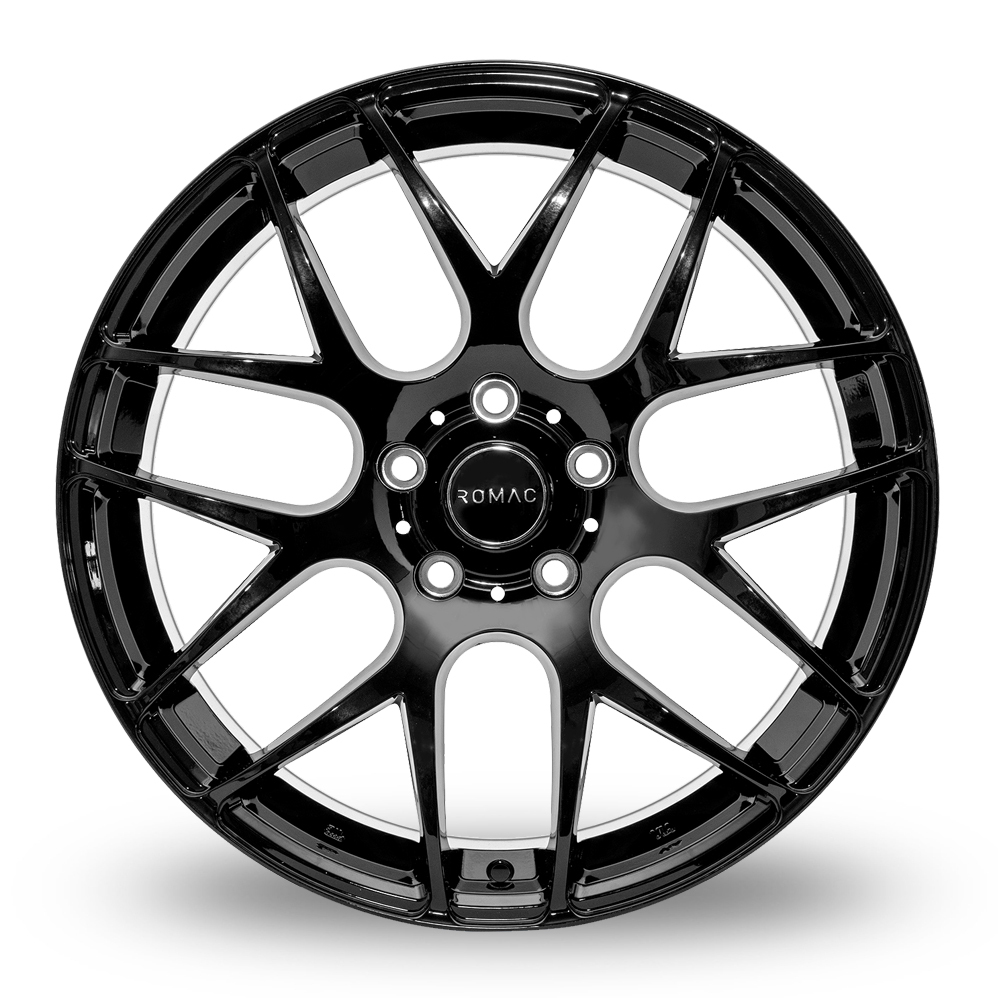 8.5x19 (Front) & 9.5x19 (Rear) Romac Radium Gloss Black Alloy Wheels