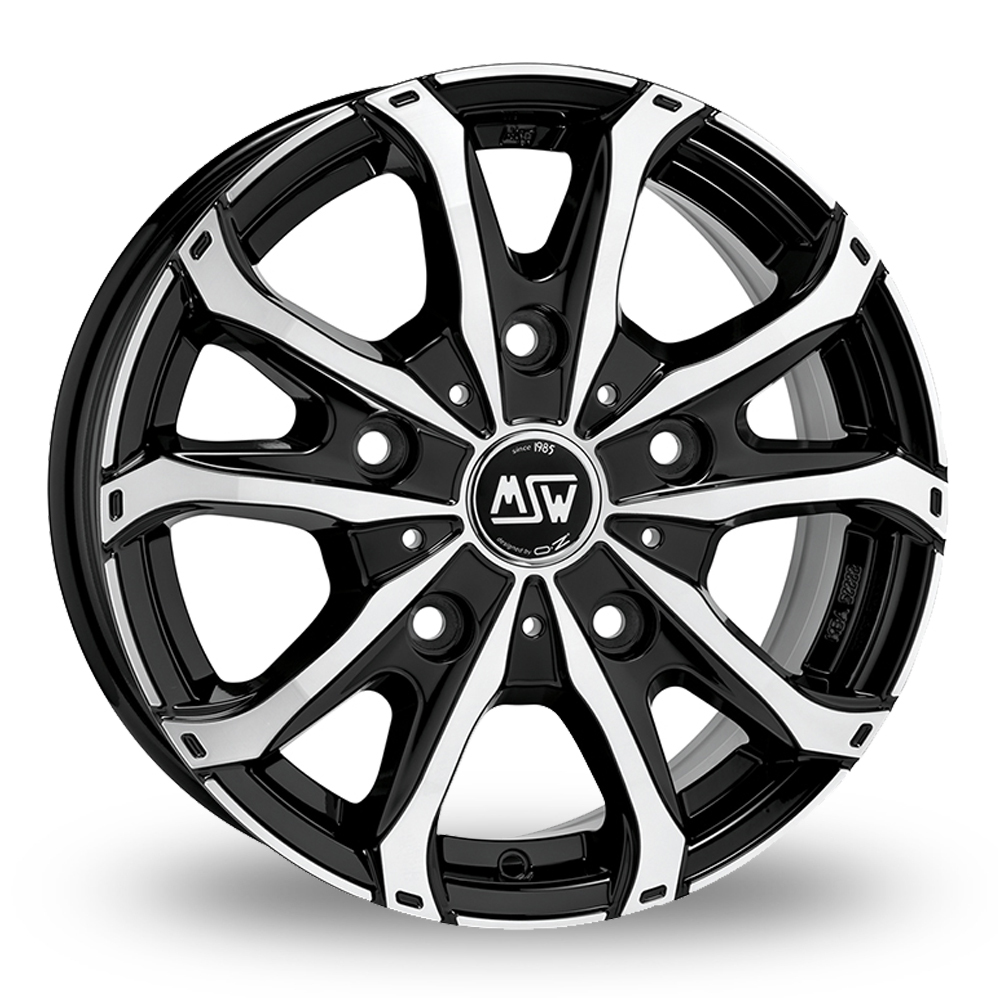 16 Inch MSW (by OZ) 48 Van Black Polished Alloy Wheels