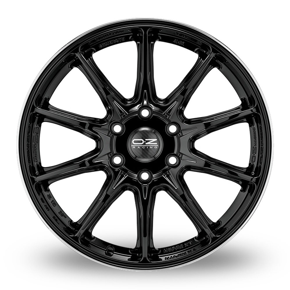20 Inch OZ Racing Hyper XT HLT Black Polished Lip Alloy Wheels