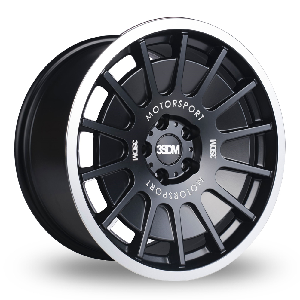 8.5x18 (Front) & 9.5x18 (Rear) 3SDM 0.66 Black Polished Rim Alloy Wheels
