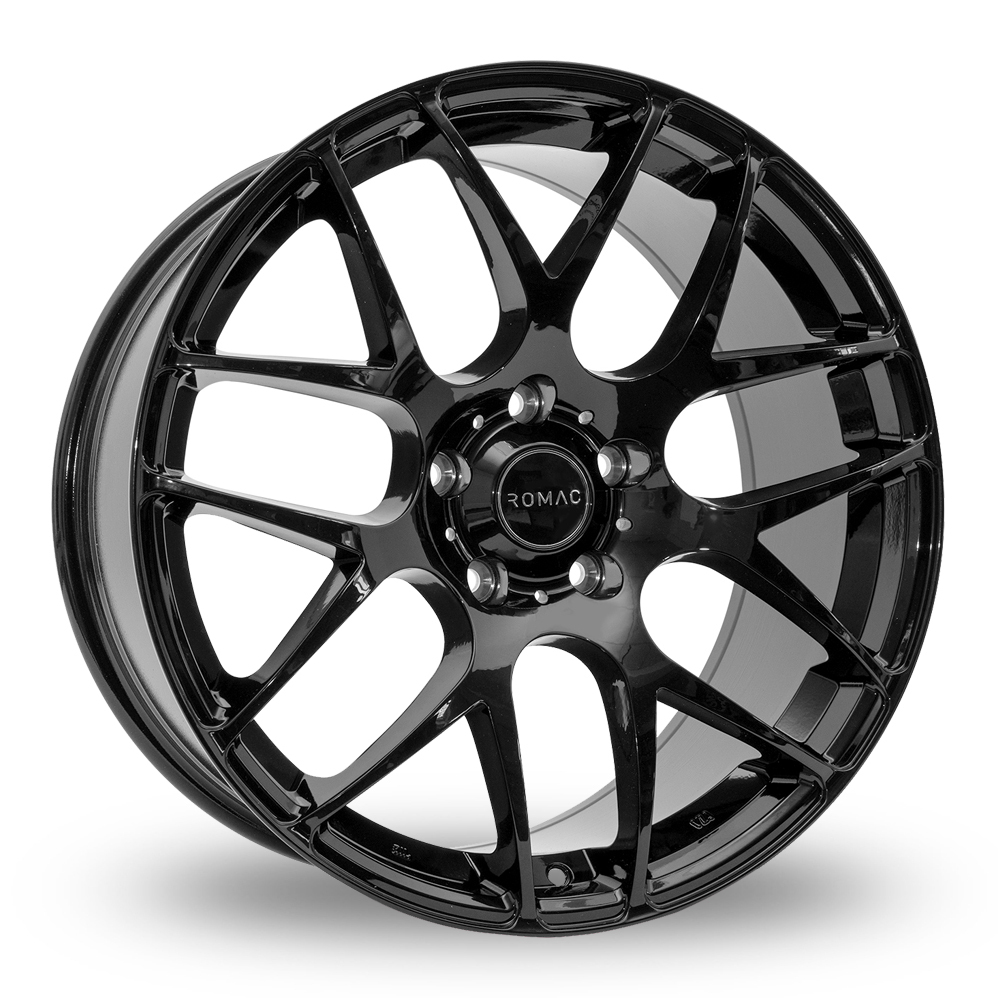 8x18 (Front) & 8.5x18 (Rear) Romac Radium Gloss Black Alloy Wheels