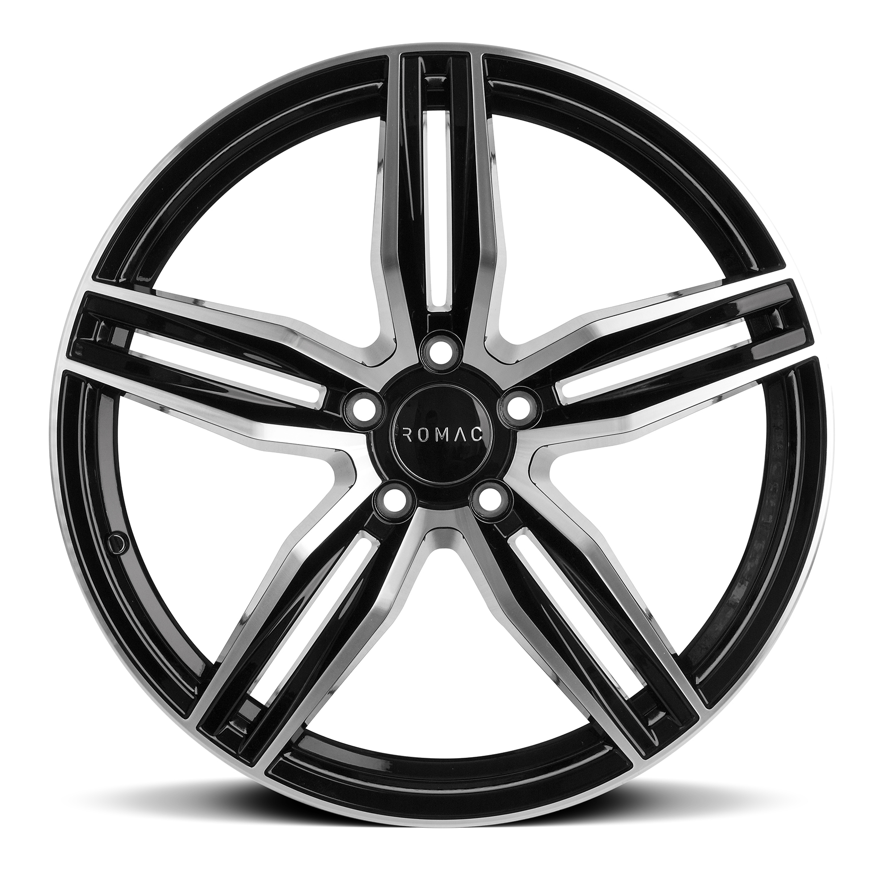 8x18 (Front) & 8.5x18 (Rear) Romac Venom Black Polished Alloy Wheels