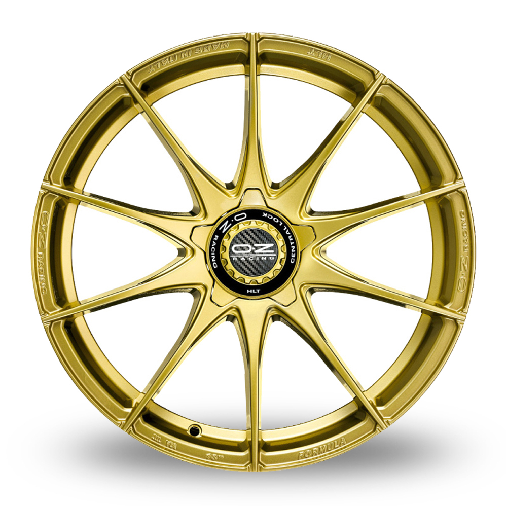 18 Inch OZ Racing Formula HLT 5 Stud Gold Alloy Wheels