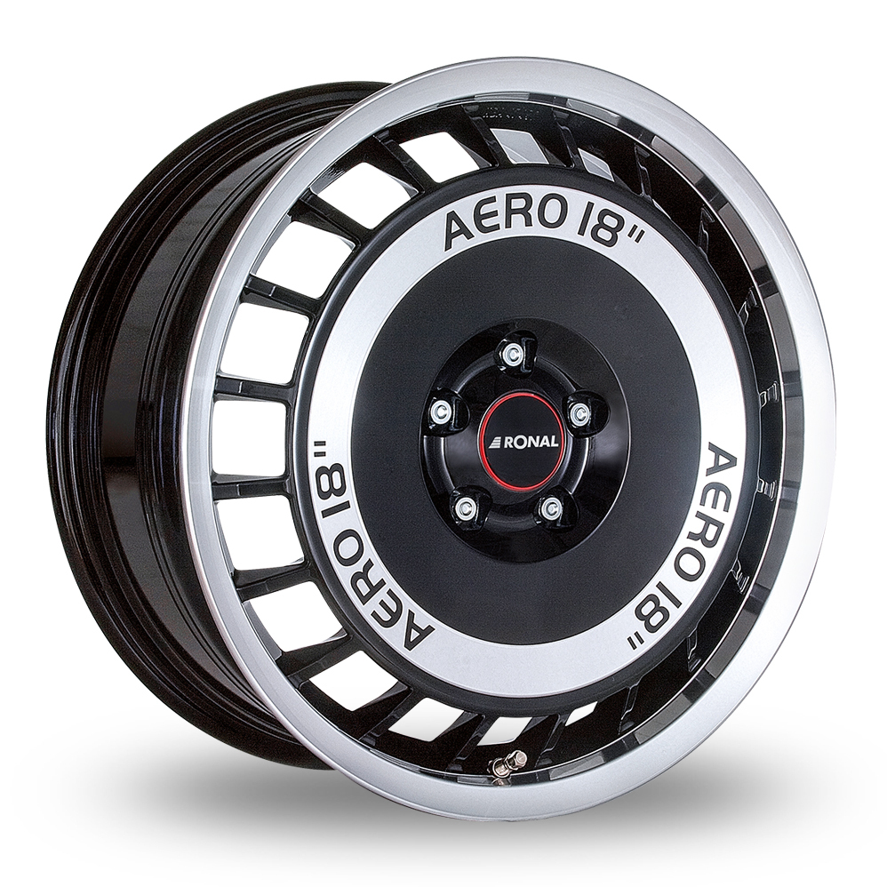18 Inch Ronal R50 Aero Black Polished Alloy Wheels