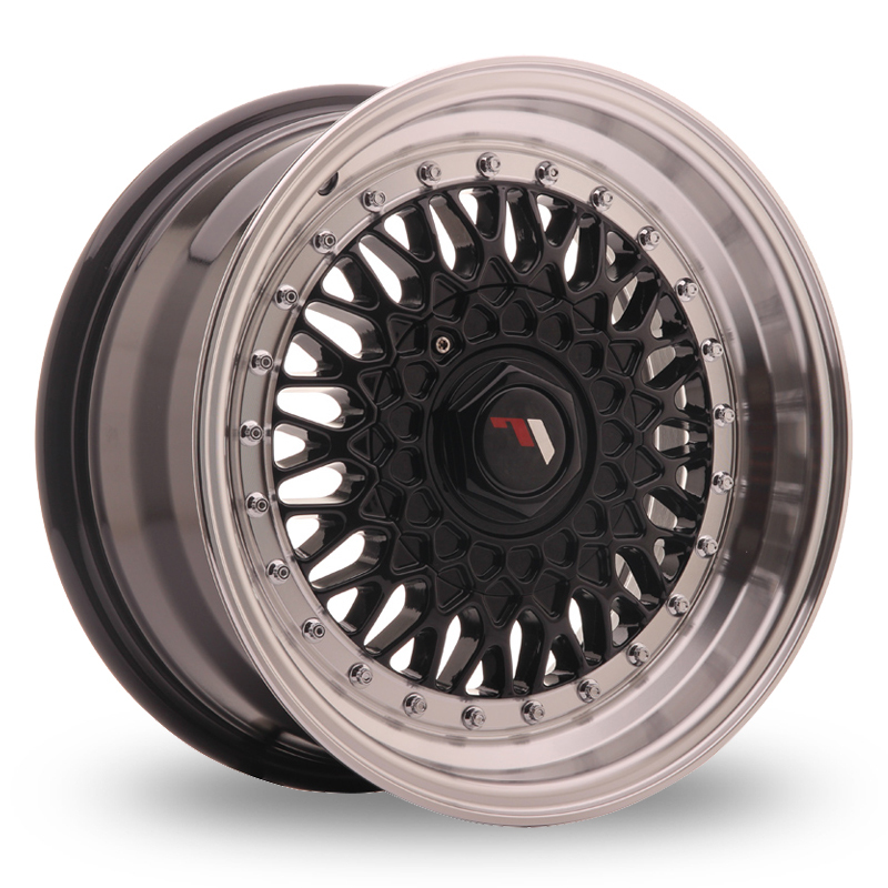15 Inch Japan Racing JR9 (7x15) Gloss Black Machined Lip Alloy Wheels