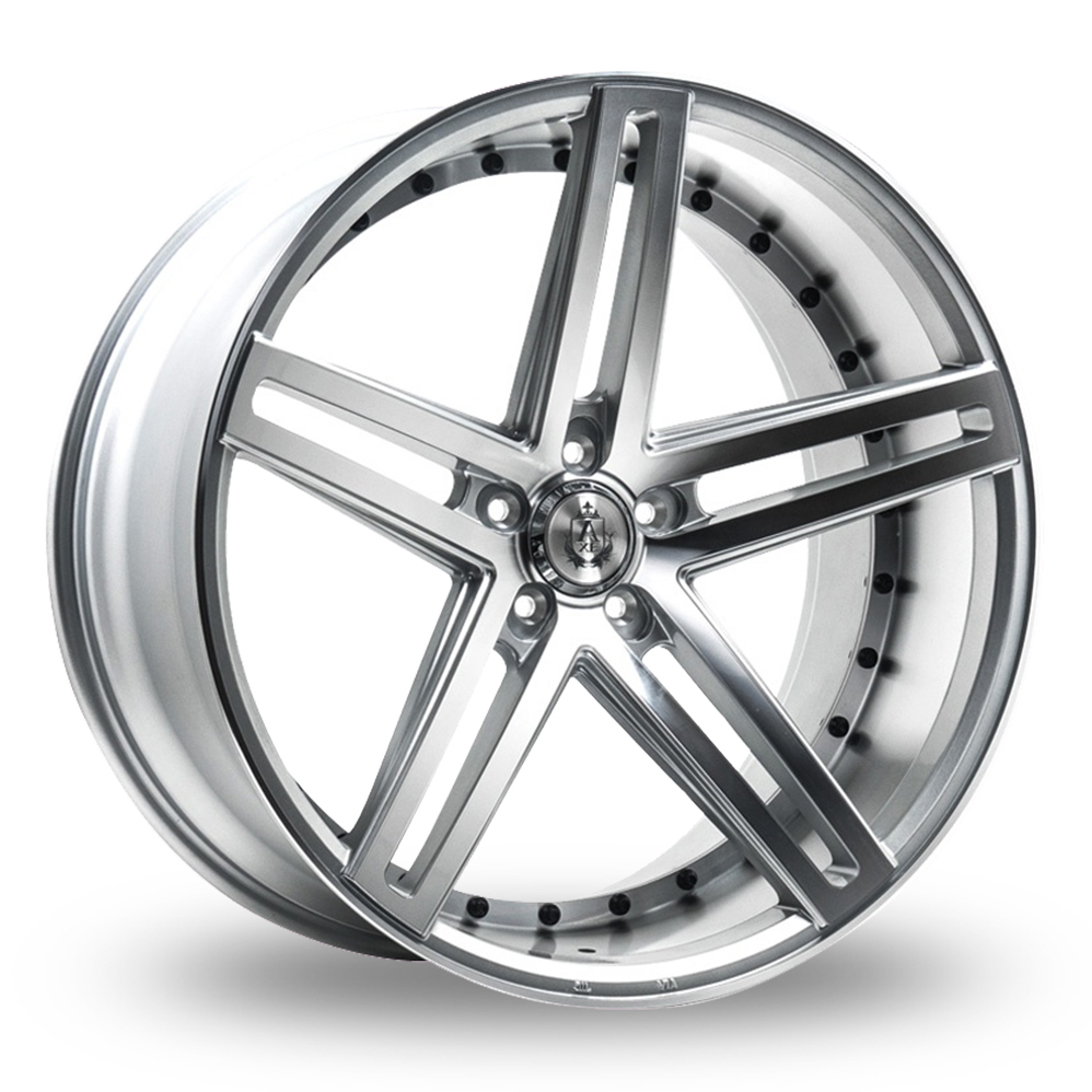 8.5x19 (Front) & 9.5x19 (Rear) Axe EX20 Silver Polished Alloy Wheels