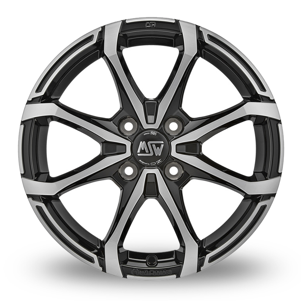 15 Inch MSW (by OZ) X4 Black Polished Alloy Wheels