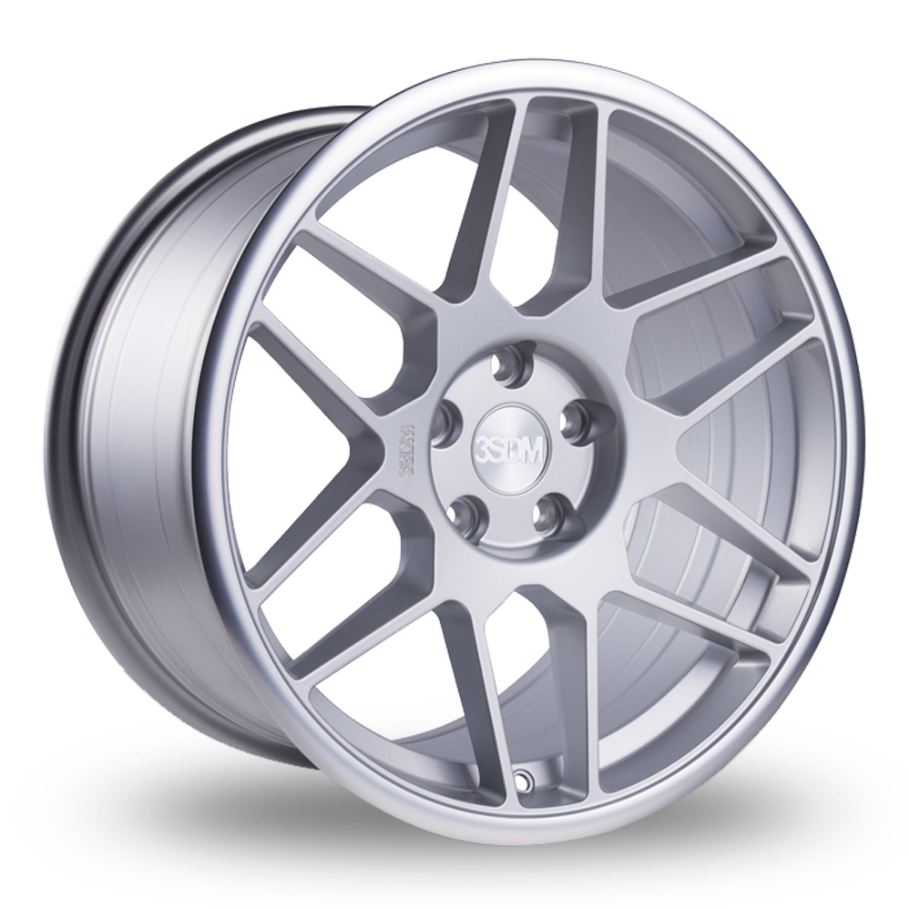 8.5x18 (Front) & 9.5x18 (Rear) 3SDM 0.09 Silver Polished Lip Alloy Wheels