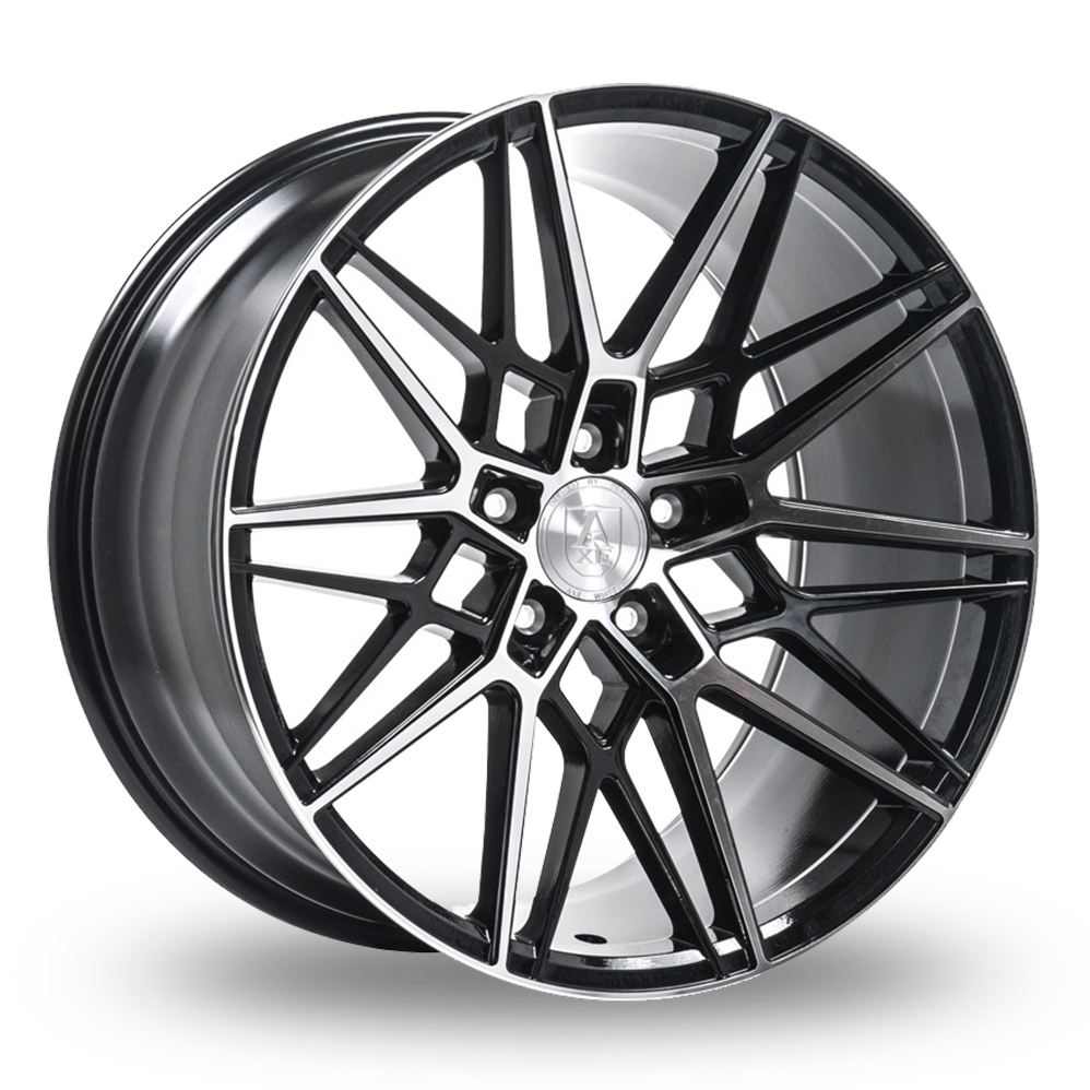 9x20 (Front) & 10.5x20 (Rear) Axe CF1 Gloss Black Polished Face Alloy Wheels