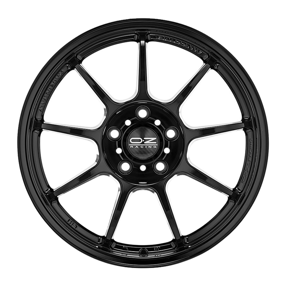 8x18 or 8.5x18 (Front) 10x18, 11x18 or 12x18 (Rear) OZ Racing Alleggerita HLT Gloss Black Alloy Wheels