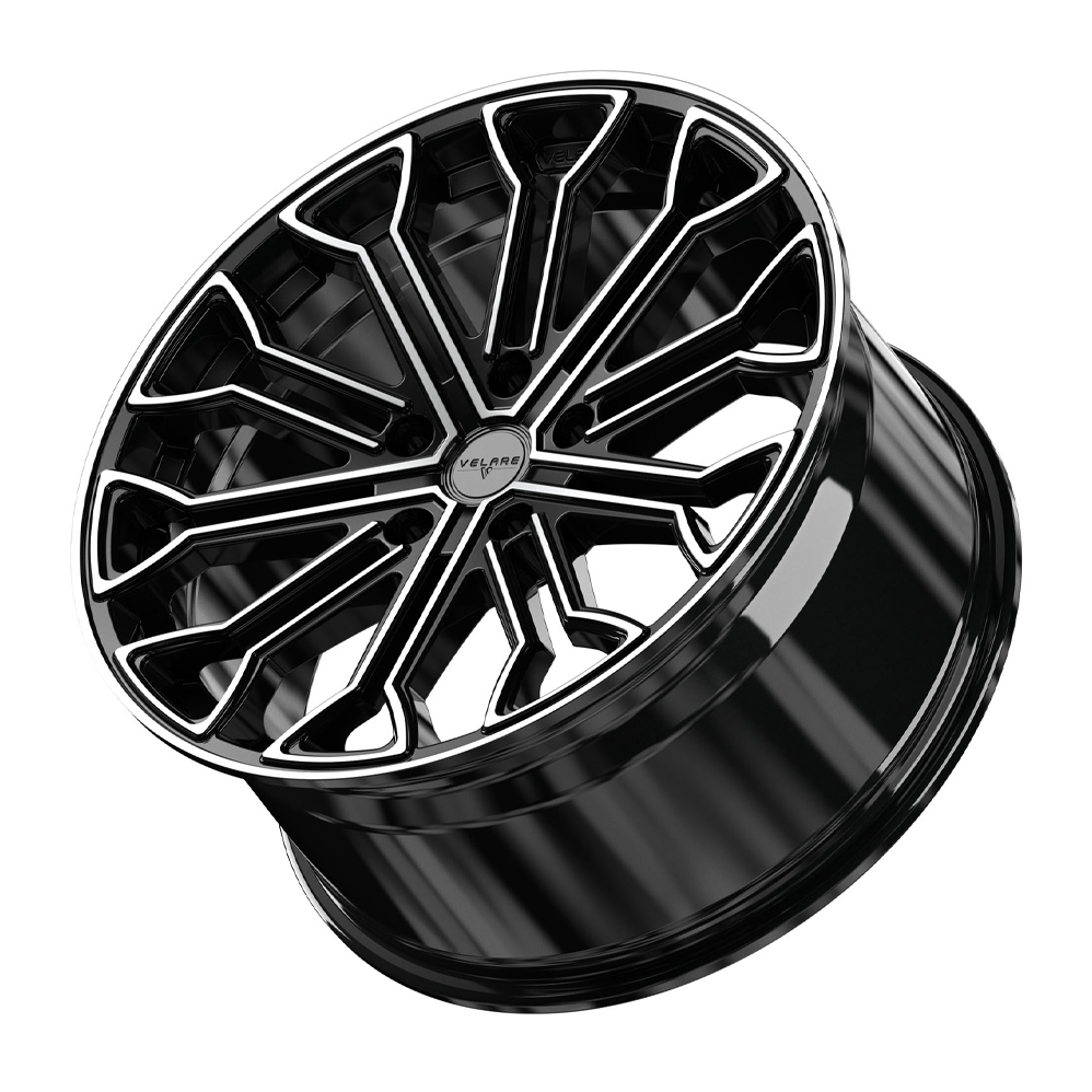8.5x20 (Front) & 10x20 (Rear) Velare VLR04 Black Polished Alloy Wheels