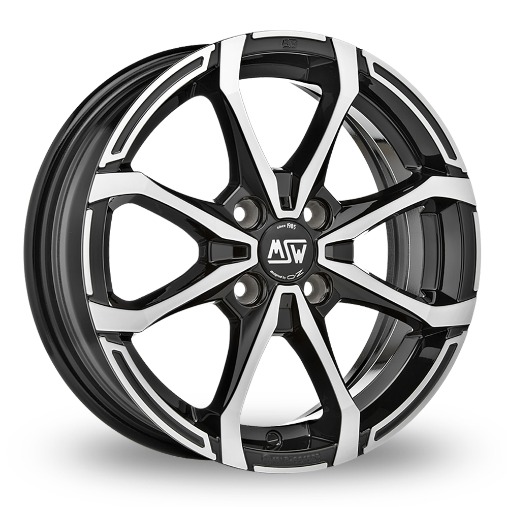 14 Inch MSW (by OZ) X4 Black Polished Alloy Wheels