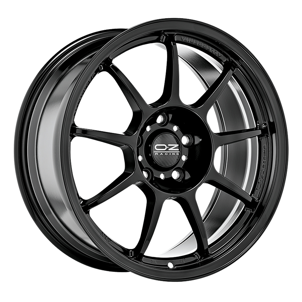 8x18 or 8.5x18 (Front) 10x18, 11x18 or 12x18 (Rear) OZ Racing Alleggerita HLT Gloss Black Alloy Wheels
