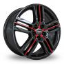 17 Inch Ronal R57 Black Red Alloy Wheels