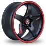 17 Inch Lenso D1-R Black Red Alloy Wheels