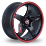 15 Inch Lenso D1-R Black Red Alloy Wheels