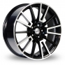 16 Inch Fox Racing R3 Black Polished Alloy Wheels