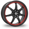 16 Inch Konig Forward Red Stripe Black Alloy Wheels