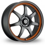 17 Inch Konig Forward Grey Orange Stripe Alloy Wheels