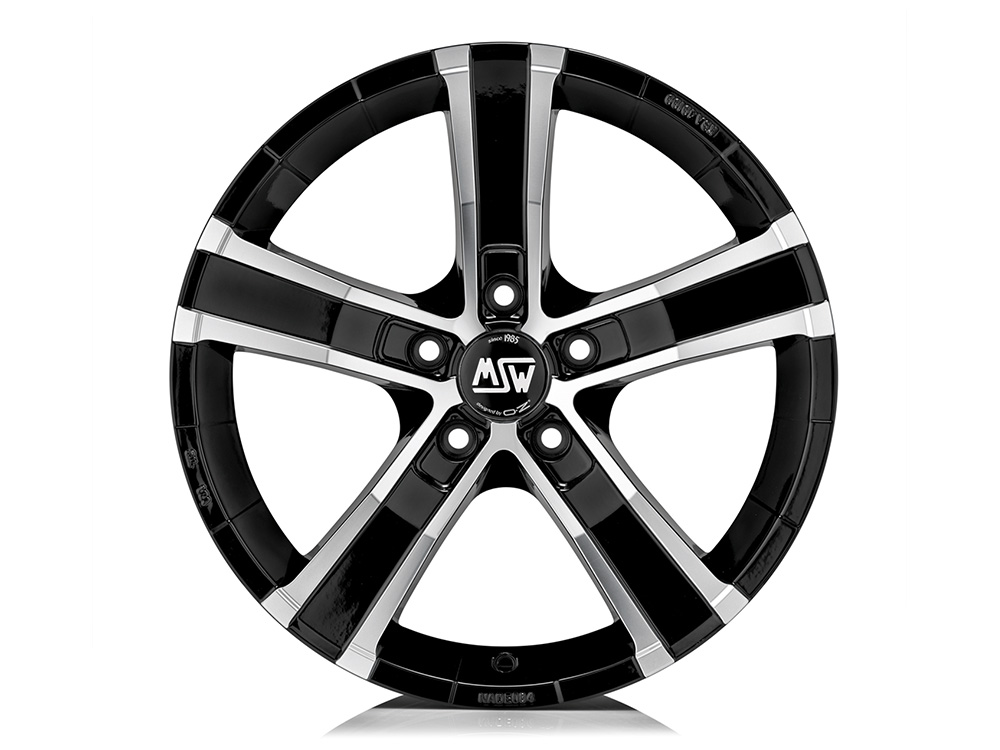 18 Inch MSW (by OZ) Sahara 5 Black Polished Alloy Wheels