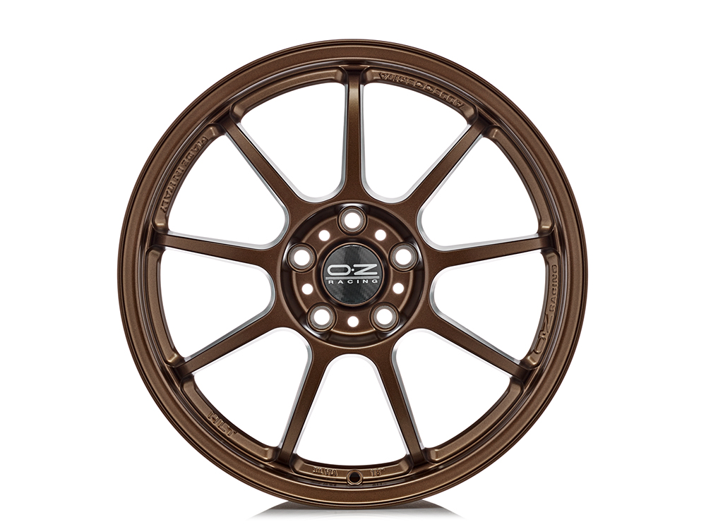 8x18 or 8.5x18 (Front) 10x18, 11x18 or 12x18 (Rear) OZ Racing Alleggerita HLT Matt Bronze Alloy Wheels