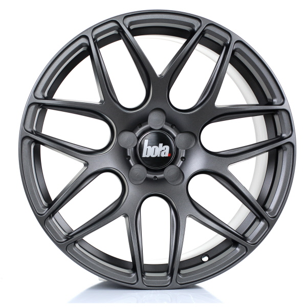 8.5x18 (Front) & 9.5x18 (Rear) Bola B8R Matt Gun Metal Alloy Wheels