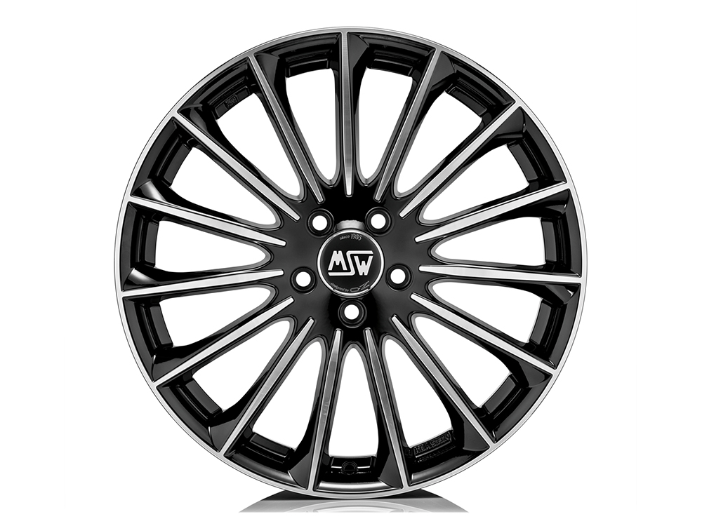 8.5x20 (Front) & 9.5x20 (Rear) MSW (by OZ) 30 Gloss Black Polished Face Alloy Wheels