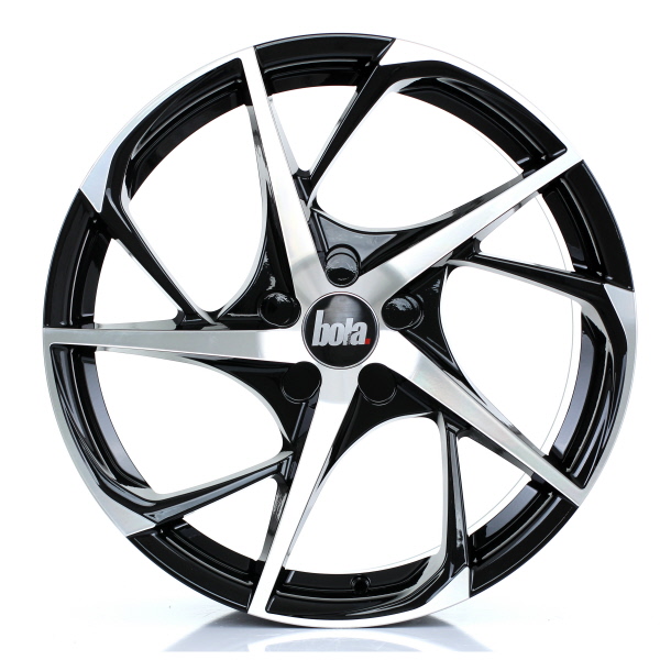 8.5x19 (Front) & 9.5x19 (Rear) Bola B18 Black Polished Alloy Wheels